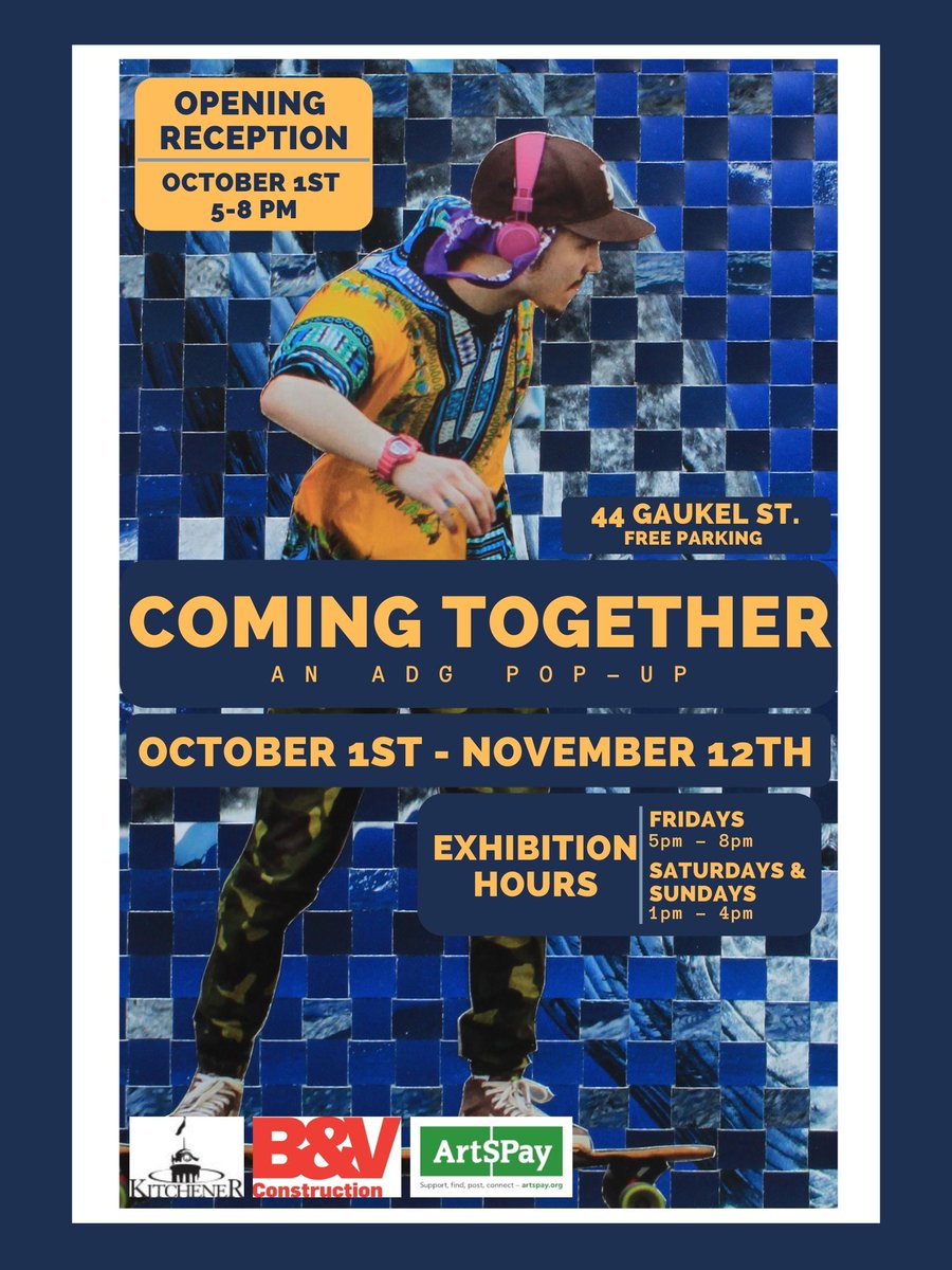 ramsayroz's tweet photo. Join me Sat OCT 1 5-8 pm for The Art District Gallery opening Reception to celebrate #Art &amp; "Coming Together" exhibit at 44 Gaukel St. Refreshments and Free parking at 44 #Gaukel St Kitchener. #ExhibitPublic #ArtsPay #artwork #Kitchener https://t.co/f2uZiu1qzc