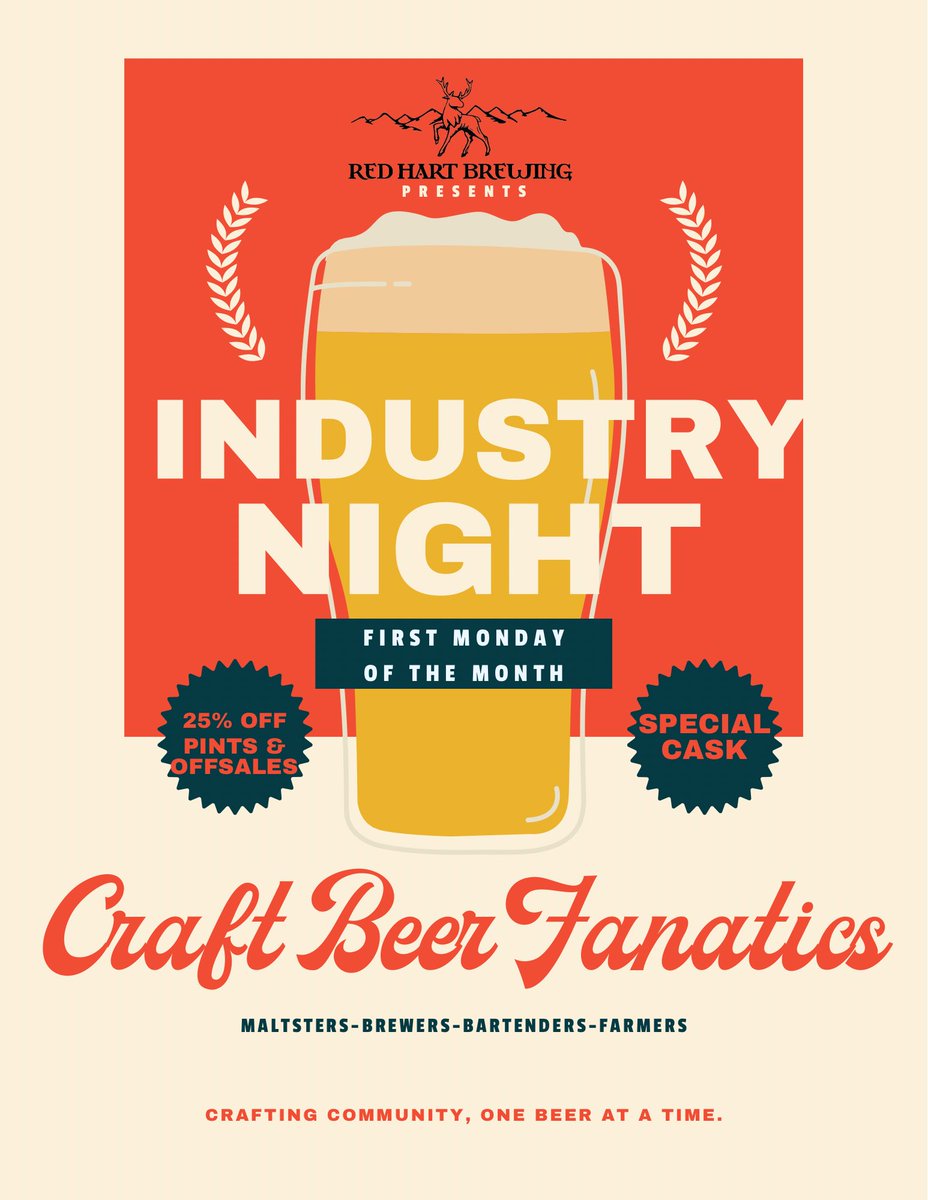 Hey Food &amp; Bev Folks!! Join us Monday for our first Industry Night!! Starting at 5pm