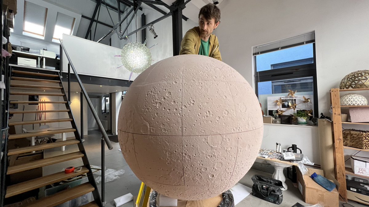 lukejerram's tweet photo. Assembly of #miniMars sculpture at #lukejerramstudios today . Made from #nasa topographical data , the artwork just needs painting next with Mars imagery . #lukejerram #marsartwork . #kwmcthefactory @knowlewestmedia https://t.co/JCJ1ypjAkX