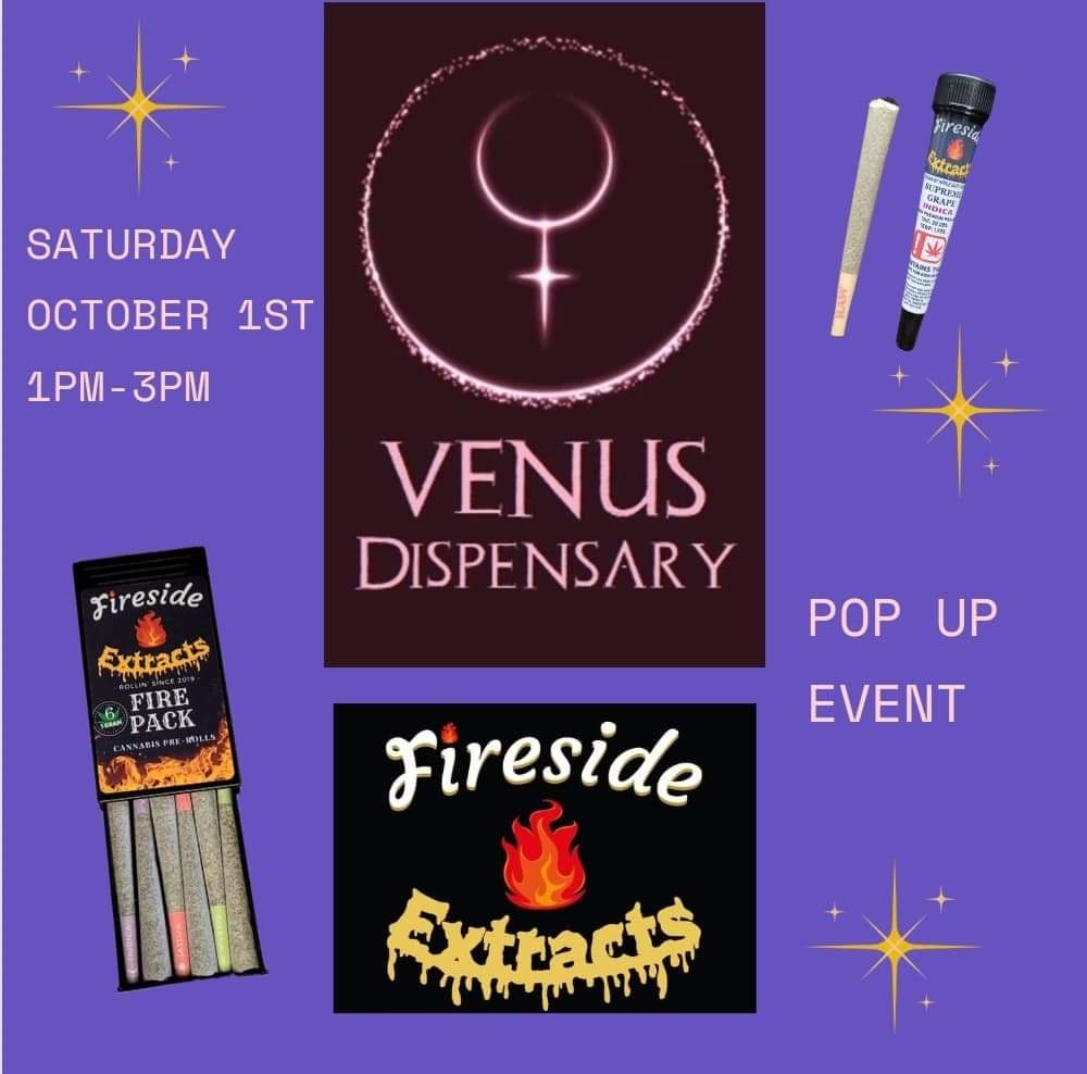 FiresideExtrac1's tweet photo. Come join us this Saturday at Venus Dispensary in Owasso! Fireside will be offering a BOGO on their 1 gram pre-rolls AND every purchase is a entry in our giveaway! So come join us on their special day 💯 🌟

#COMETOTHEFIRESIDE 

*Nothing for sale online 

#dispensarymeds #popup https://t.co/67MOf6F2Sl