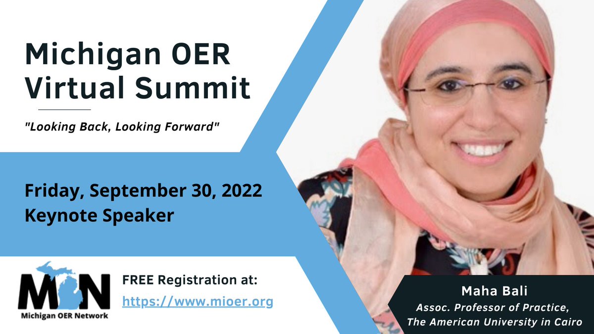 Our closing keynote for #MIOER from <a href="/Bali_Maha/">Maha Bali, PhD مها بالي 🌵🇵🇸</a> will start at 10am Eastern Time. We hope you can join us! For all the details, or if you still need to register, please head over to mioer.org