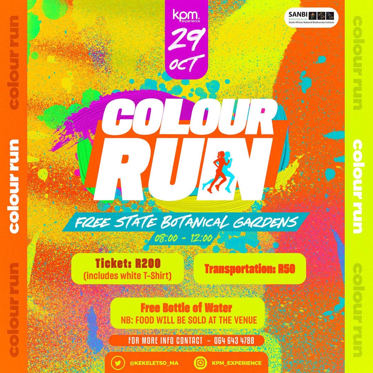 kekeletso_Ma's tweet photo. Hi Free State

As we promised that we not cancelling the event but postponing it.  The new date is finally out

Like we did with the hiking experience, let us fill Botanical garden again on the 29th of October 2022 for the awesome Colour Run

Tickets are available ASAP https://t.co/pqxDxdxTyS