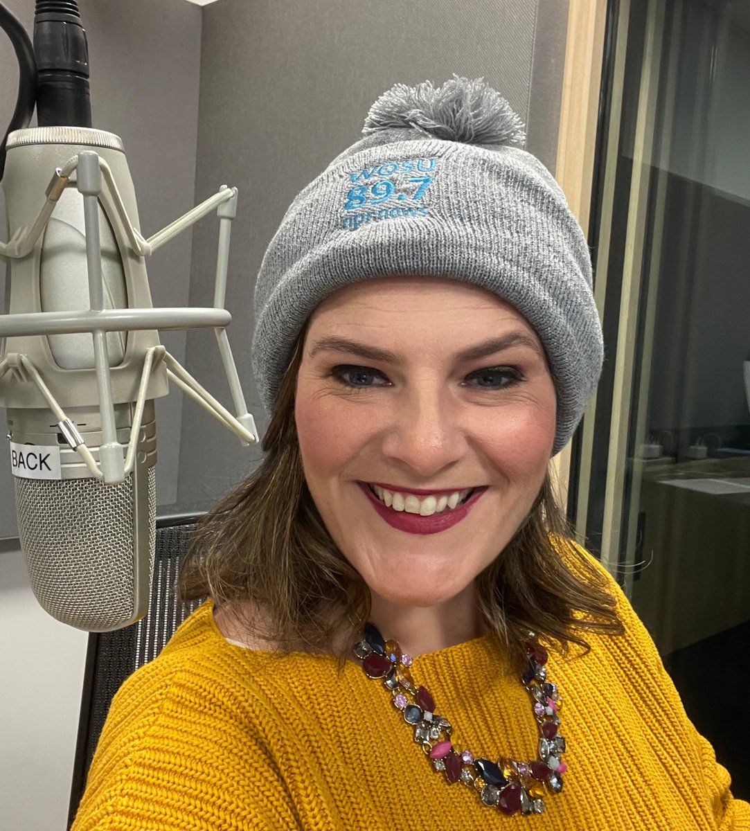 WOSU's tweet photo. Be ready for the colder temperatures with the new 89.7 NPR News modeled here by @BroadAndHigh host @gttebykate. The beanie is available with or without a pom pom. Make a gift now and get your own beanie https://t.co/GI0WQNUPqe. https://t.co/wJiZ6N0ZQH