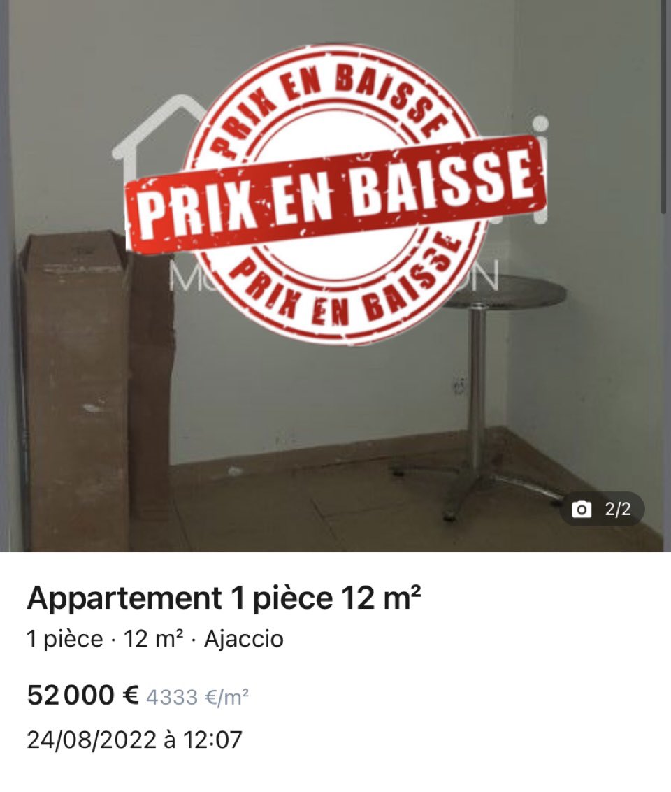 Devenez propriétaire d’un studio cosy de 12m2  pour seulement 52 000€

Situé au sous-sol d’une cour d’immeuble, un réel plus. 

Atout : 1 seul tube de peinture acrylique de 250ml suffit pour tout peindre 

#Ajaccio #immobilier