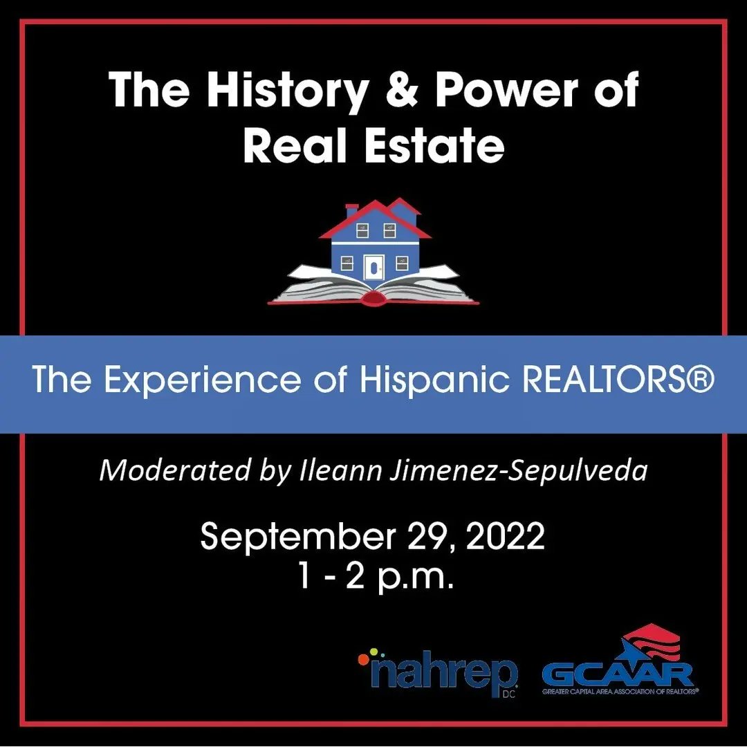 RealtorEdSuarez's tweet photo. ➡️ Friendly reminder to ALL our @GCAARNow and @NAHREP DC chapter colleagues for tomorrow's FREE event at 1PM (ET) for our next History &amp; Power of Real Estate webinar: 
"The Experience of #Hispanic REALTORS®!" Please join me!😉 Sign up and get your spot!  https://t.co/DlxccAzFD8 https://t.co/WOaznW2Bev