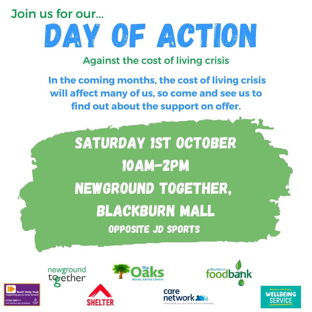 Our Day of Action is happening this Saturday! Lots of support for the #costoflivingcrisis in one place! This crisis is going to affect everyone at some point! Let’s start by getting support in place, then we can continue by saying “Enough is enough!” #BburnDayOfAction