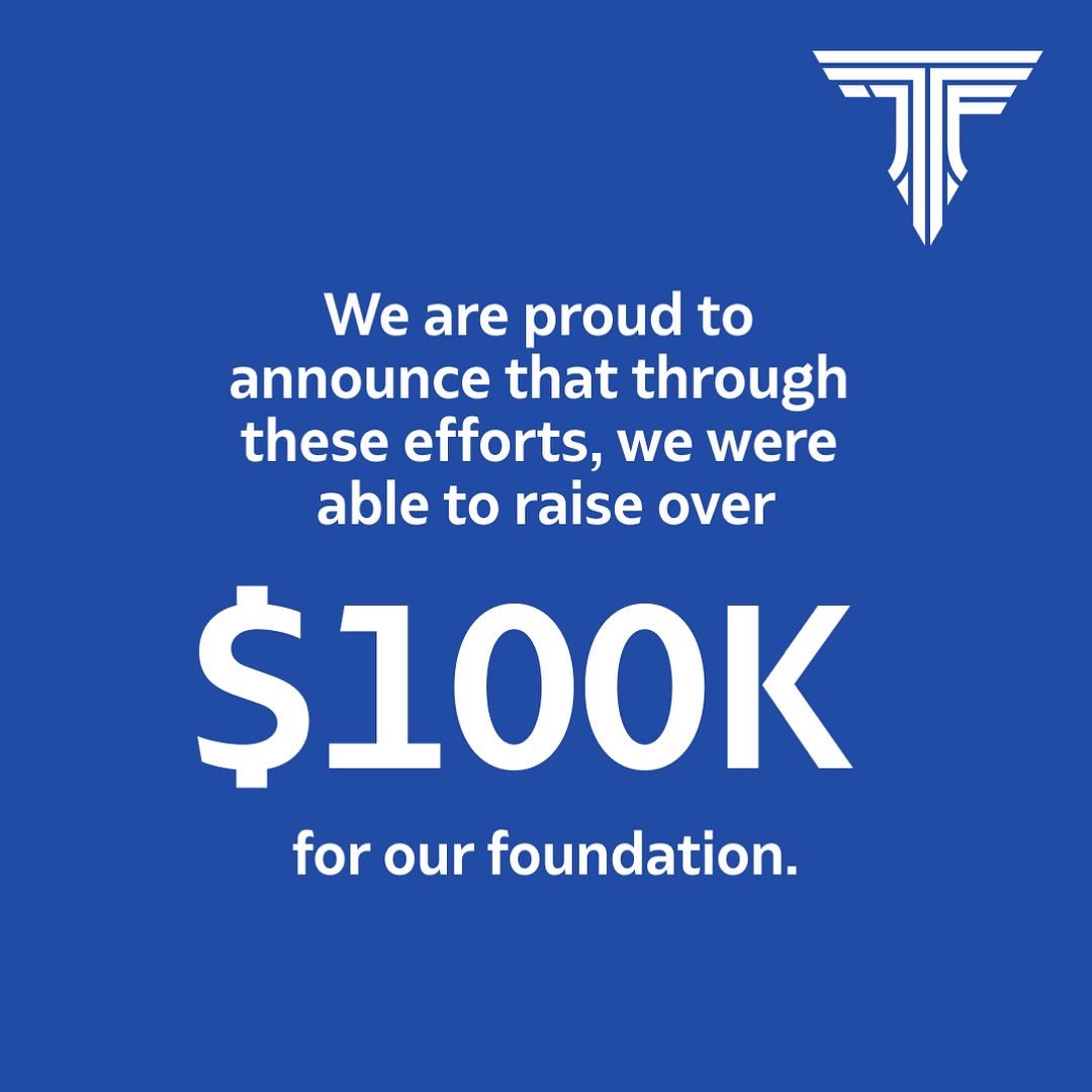 As we welcome the fall season, we’re thrilled to announce that we’ve raised over $100K through some incredible give-back initiatives over the past few months. Here’s to the start of a new season and continuing to make brighter futures more possible. 💙 #jtf #brighterfutures