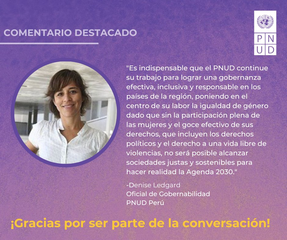 PNUD_ALGenera's tweet photo. Seguimos con la consulta interna #SparkBlue “Hacia Una Estrategia Regional De Igualdad De Género Del
@PNUD en América Latina y Caribe”
Compartimos comentarios destacados sobre la semana de: Gobernanza efectiva🏛️✅
¡Gracias a todos y todas por sus valiosos aportes! https://t.co/jyeGezVXFr