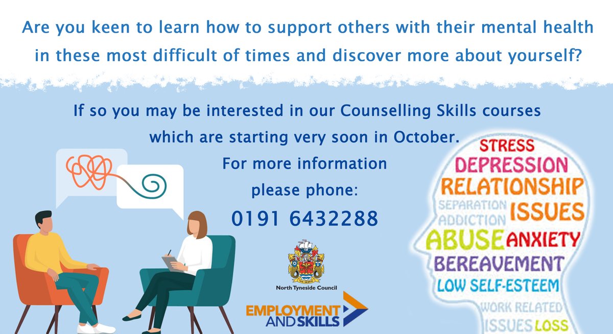 We have a number of courses aimed at introducing Counselling Skills in life and at work. Support others with your development of new skills, learn about counselling skills theories, diversity and ethics and personal development.

Call 0191 643 2288