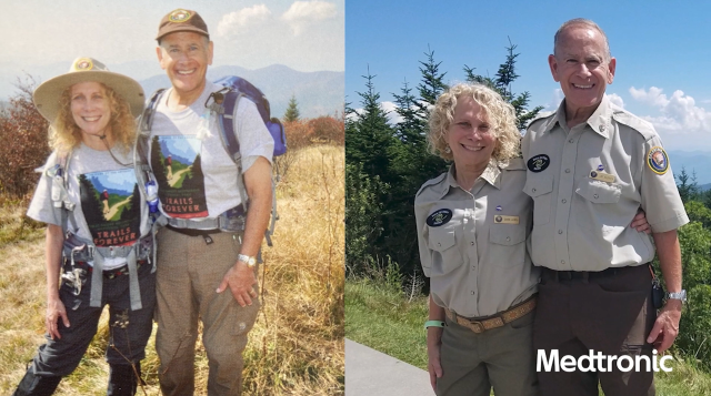 Axchun76's tweet photo. It's true what they say—the longer you're married, the more you start to look like your spouse. Especially for Jay and Sandra who have been married for 45 years and have matching Medtronic devices. Such a heartwarming story! #MedtronicEmployee https://t.co/oalDsC3JXK https://t.co/xtE0Ta68Dy