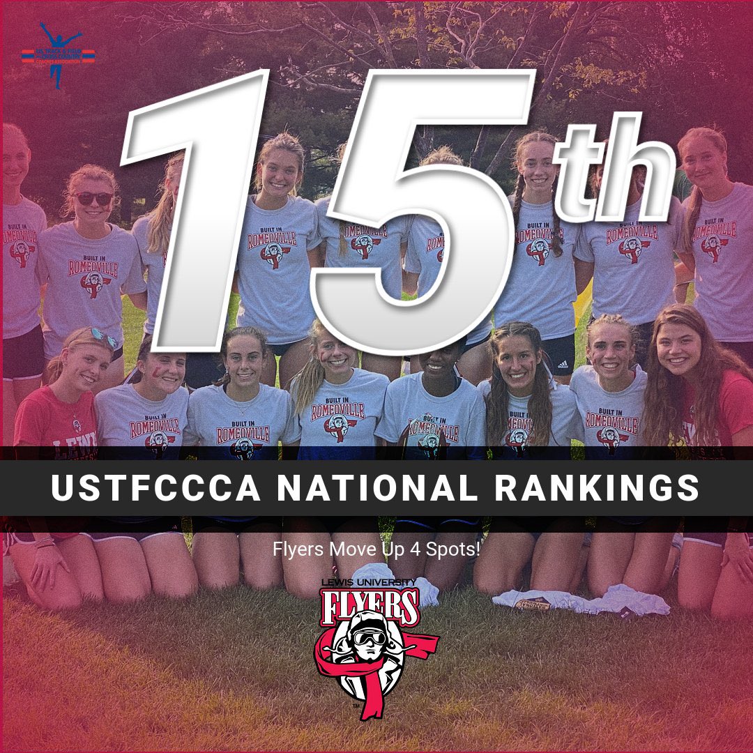 LewisWXC's tweet photo. The new @ustfccca national Poll is out and your @golewisflyers cross country women are ranked #15 in the latest poll!! The women have moved up 4 spots! The Flyers next race at the 2022 edition of the #lewiscrossover In Romeoville at 9:45 AM Saturday October 8th! βοΈβοΈβοΈ#flighton https://t.co/gvDtQDCZqL