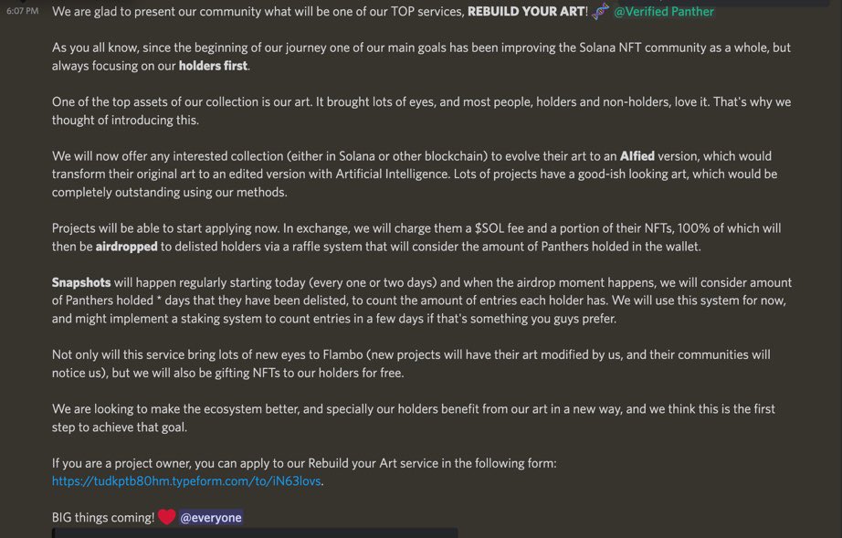 RevengerZ_NFT's tweet photo. REBUILD YOUR ART ANNOUNCEMENT!

We will now offer Artificial Inteligence services to other NFT projects, always having our holders as our first priority.

You can apply here: https://t.co/7fP7heWumo

Worths the read. 💙🧬 https://t.co/ug4wURdyUi