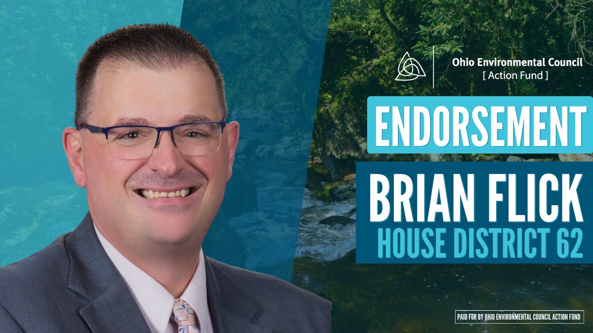 OECActionFund's tweet photo. House District 65: Brian Flick

The OEC Action Fund is happy to endorse Brian Flick for the Ohio House of Representatives District 65! #ClimateCandidate @flick_for understands the danger pollution poses to Ohio communities and will fight to eliminate it across Ohio. https://t.co/Ceb4qf0TX6