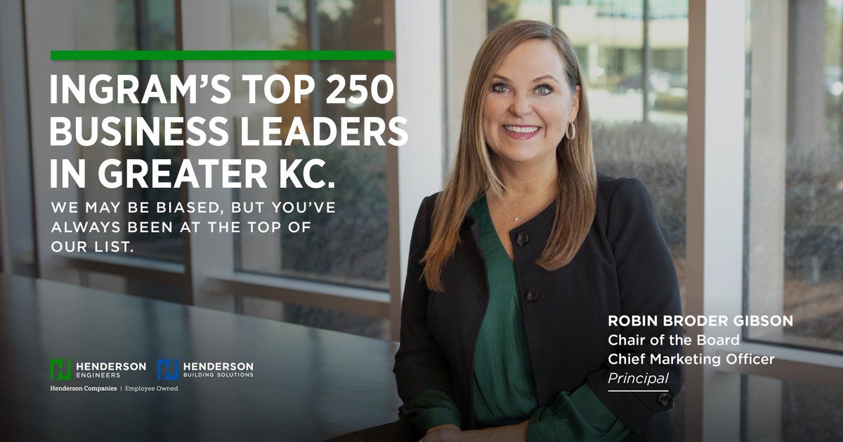 Pop the bubbly🍾Cheers to #TeamHenderson's chair of the board &amp; CMO <a href="/robinbroder/">Robin Broder Gibson</a> on being named on <a href="/IngramsMagazine/">Ingram's Magazine</a> 250 most influential and powerful business executives in #KC list. Her passion combined with her strategic vision make her a true powerhouse. We're #HendersonProud!