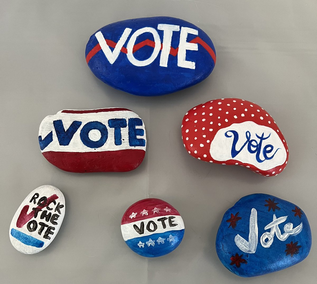 #VotingRocks 🗳 Yes, it does! Look for these painted rocks created by Art Spark on the streets of #Austin 👀
SAVE THE DATES: 
Deadline for Voter Registration OCT 8 
Early voting OCT 24 – NOV 4
Election Day NOV 8 - More info here: Vote.org #Voter <a href="/REVUP_Texas/">REV UP Texas</a>