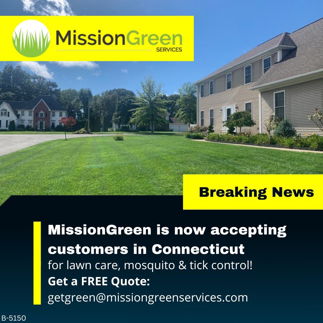 MissionGreen_1's tweet photo. We are excited to announce we are now servicing homeowners in Connecticut! Get a FREE quote today by visiting: https://t.co/9lKkxFLyRM

Tag a friend or share with someone you know. 🌱🦟

#lawncareprofessional 
#connecticutlawncare 
#CTECmember
#lawnfertilization https://t.co/waKMi4l25P