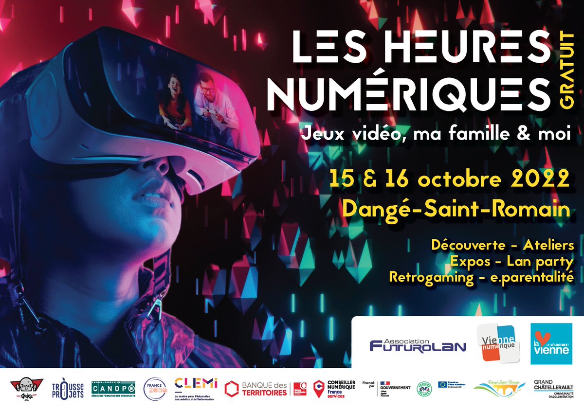GamersAssembly's tweet photo. Rendez-vous les 15 et 16 octobre prochain à Dangé-saint-Romain pour Les Heures Numériques, co-organisé avec le @departement86 et @VienneNumerique ! 🤩

Tournoi SSBU
Tournoi FIFA23 
&amp; pleins d'animations sur place !🔥

Pour plus d'info et réservation ➡️ https://t.co/LEc9u4TDBN https://t.co/R32uwy0Le6