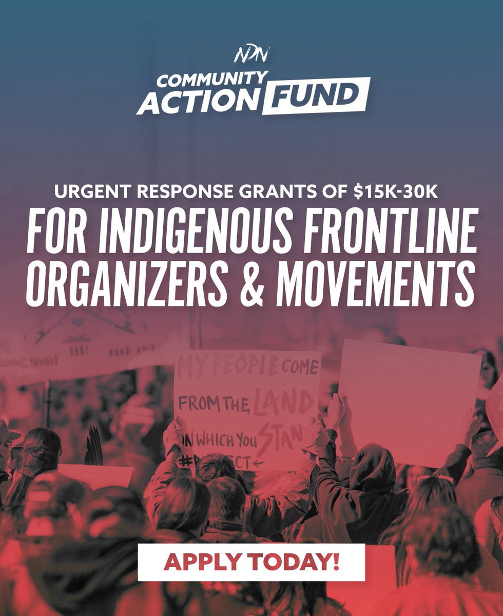 ndncollective's tweet image. 📢 Calling all Indigenous frontline organizers, action takers, + movement mobilizers seeking funds to #DefendDevelopDecolonize to apply for the Community Action Fund!⚡The deadline for urgent funding is rapidly approaching. Learn more and apply today! grants.ndncollective.org/community-acti…