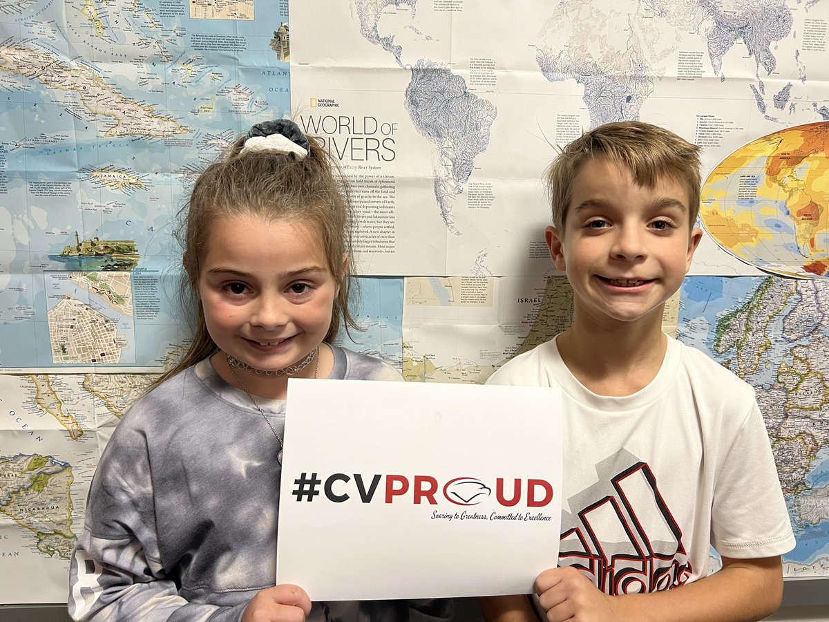 #CVProud of 3rd graders, Kaydence and Dominic, for being responsible and respectful! Thank you for being leaders!