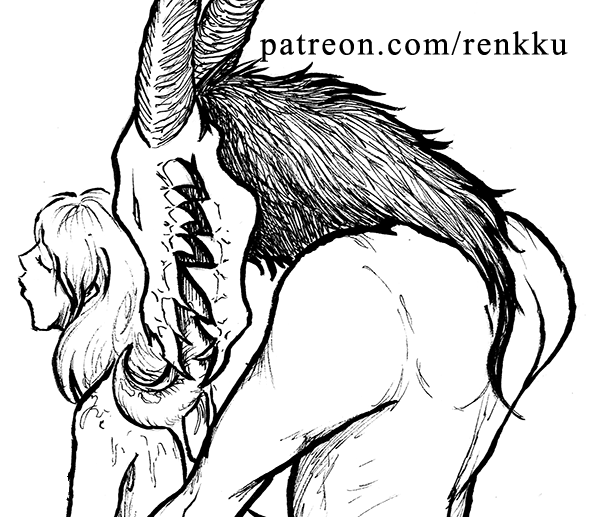 renkutin's tweet photo. Teaser of the nsfw illustration Horned available to patrons this October #nsfw #monster #art https://t.co/11jyL2FESp