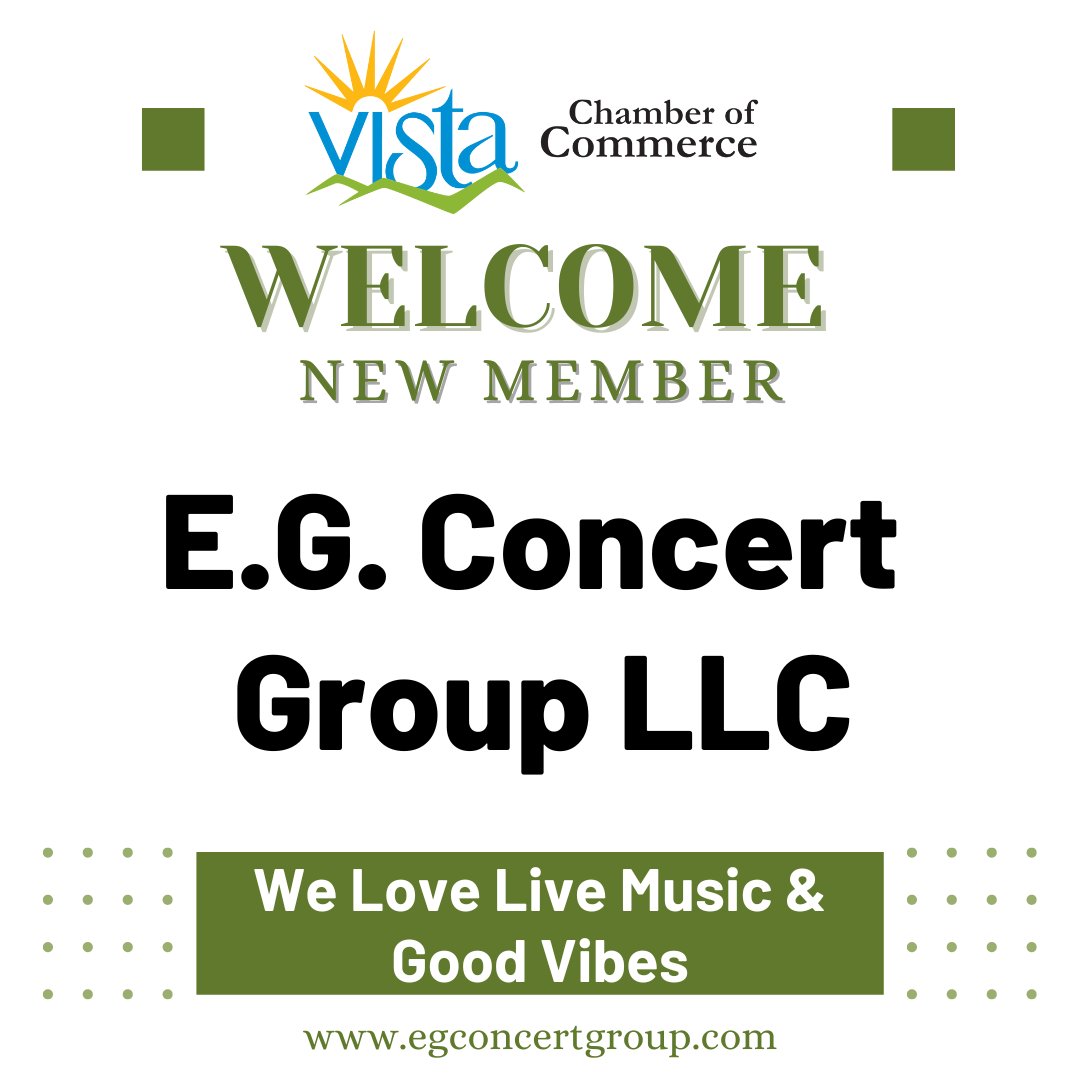 E.G. Concert Group LLC is the newest full service entertainment company based in Vista. E.G. has its roots in Southern Colorado where they have been producing special events since 2008. Learn more by visiting their website egconcertgroup.com.
