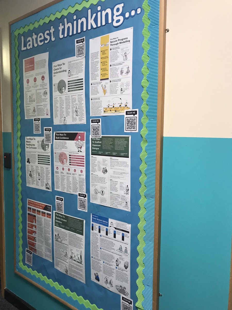 One of our new T&amp;L displays <a href="/BruntsAcademy/">The Brunts Academy</a> featuring effective everyday classroom practice courtesy of <a href="/teacherhead/">Tom Sherrington</a> &amp; <a href="/MrGoodwin23/">David Goodwin</a> 👌 Created QR codes to enable teachers to scan &amp; read the relevant blogs.