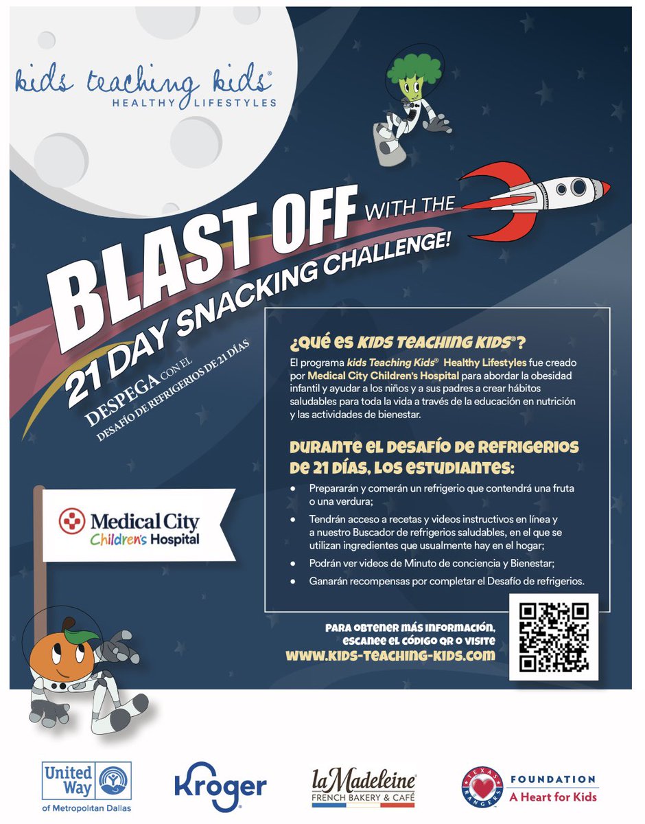 Sign-up begins today for the 21 day snack challenge! We will learn about healthy snack choices and chances to win prizes! It’s fun and free! Let’s sign-up <a href="/CaprockES/">Caprock Elementary</a>  #ktk21day <a href="/MedCityChildren/">Medical City Children's Hospital</a> <a href="/MedCityAlliance/">Med City Alliance</a> <a href="/kroger/">Kroger</a> <a href="/UnitedWayDallas/">United Way of Metropolitan Dallas</a> <a href="/laMadeleine/">lamadeleine</a> @Rangercare <a href="/KellerISD/">Keller Schools</a>