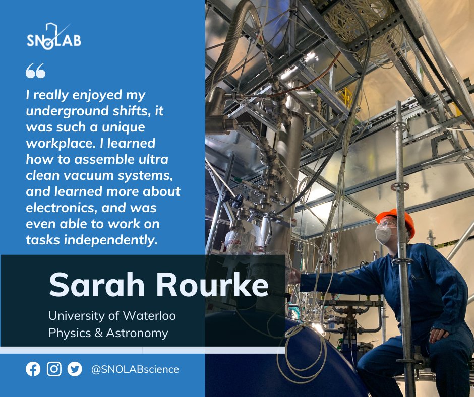 SNOLAB (@snolabscience) on Twitter photo Meet Sarah Rourke! Sarah worked at SNOLAB this past summer on DEAP-3600. Sarah is now back to class <a href="/UWaterloo/">University of Waterloo</a> studying physics and astronomy! #WorkWithMeWednesday #SNOLABWorkWithMeWednesday Meet Sarah Rourke! Sarah worked at SNOLAB this past summer on DEAP-3600. Sarah is now back to class <a href="/UWaterloo/">University of Waterloo</a> studying physics and astronomy! #WorkWithMeWednesday #SNOLABWorkWithMeWednesday