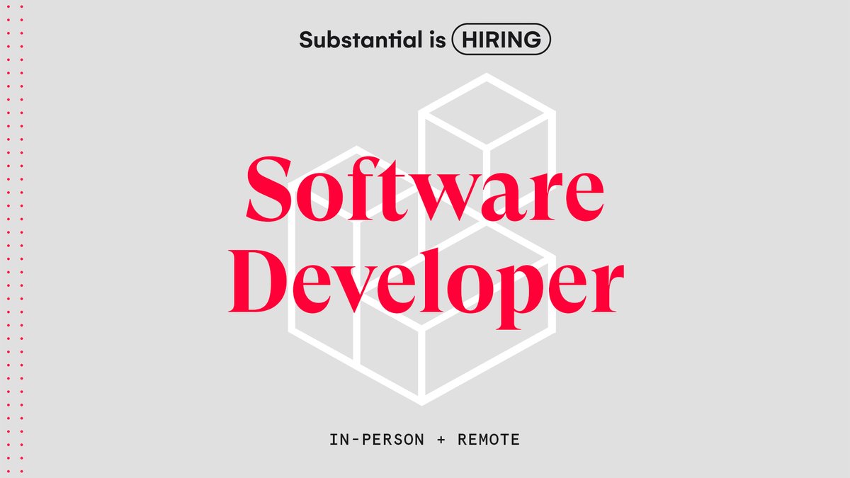 Substantial's tweet image. We&apos;re on the hunt for some awesome #SoftwareDevelopers! Here&apos;s what Engineer Ev has to say: &quot;Substantial is a place that people are able to build genuine connection with one another...There’s a reason we have many people here with long tenures!&quot;

Apply at hubs.ly/Q01nsJRJ0.