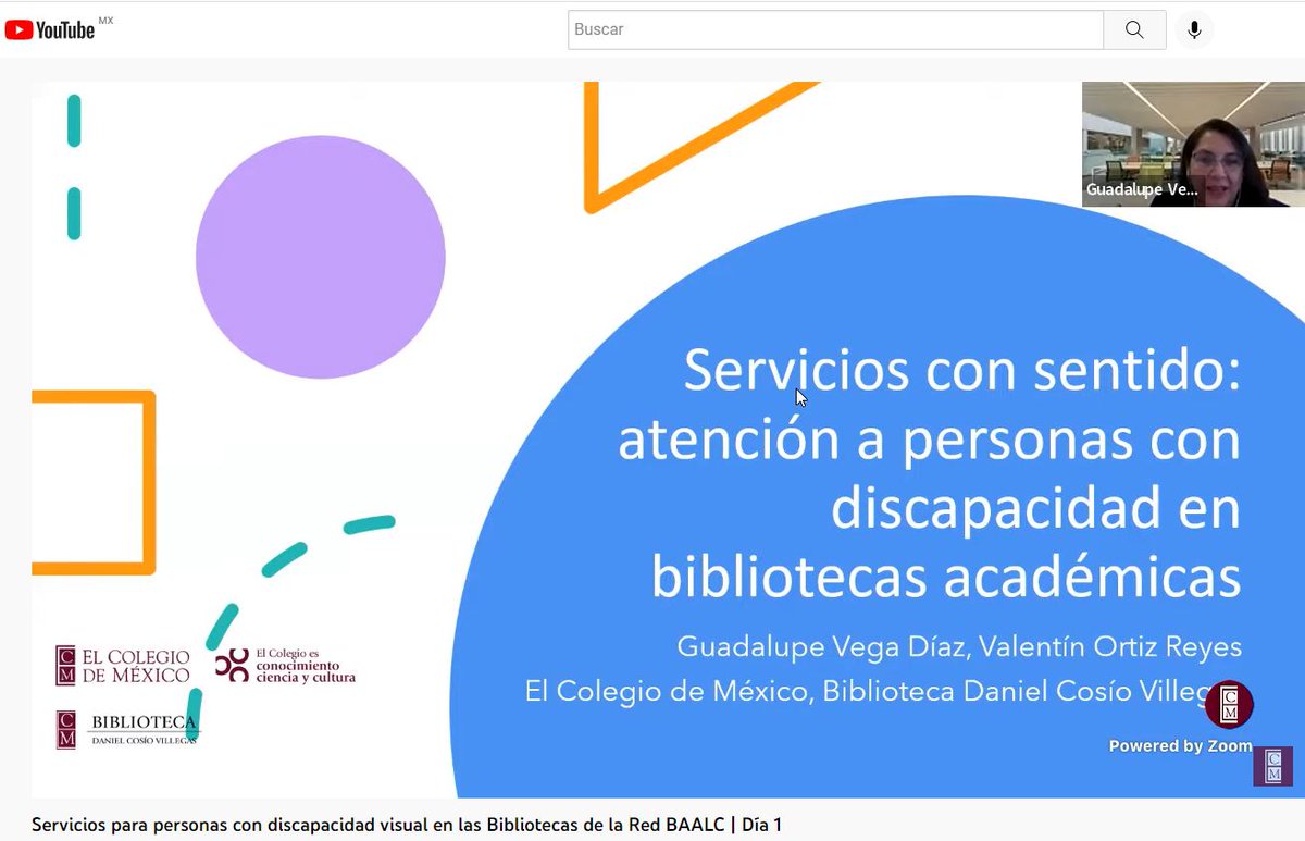 BiblioColmex's tweet photo. 📢Ahora
"Servicios con sentido: atención a personas con discapacidad en bibliotecas académicas" Guadalupe Vega y Valentín Ortiz, de #BiblioColmex del @elcolmex
Servicios para personas con discapacidad visual en las Bibliotecas de la #RedBAALC | Día 1
📽️https://t.co/wKGZUFc9xQ https://t.co/XjC80JzRN3