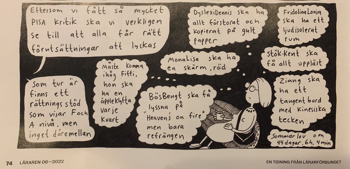 Being a teacher is not easy these days.  

Speech bubbles are in Swedish and show lots of „extra tasks“ a teacher should (?) take care of. #extraanpassningar #savetheteachers

Is this an international phenomenon?