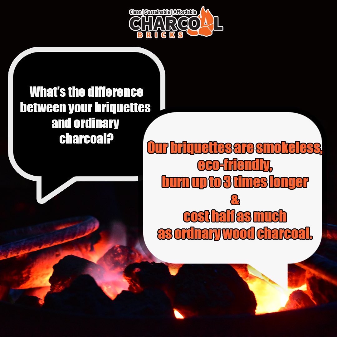 KeBricks's tweet photo. What’s the difference between our Briquettes &amp; ordinary charcoal?

Swipe to the next slide to see.
#charcoalbrickske #FAQ #ecofriendly #savetheearth https://t.co/q4xKTcUXLi