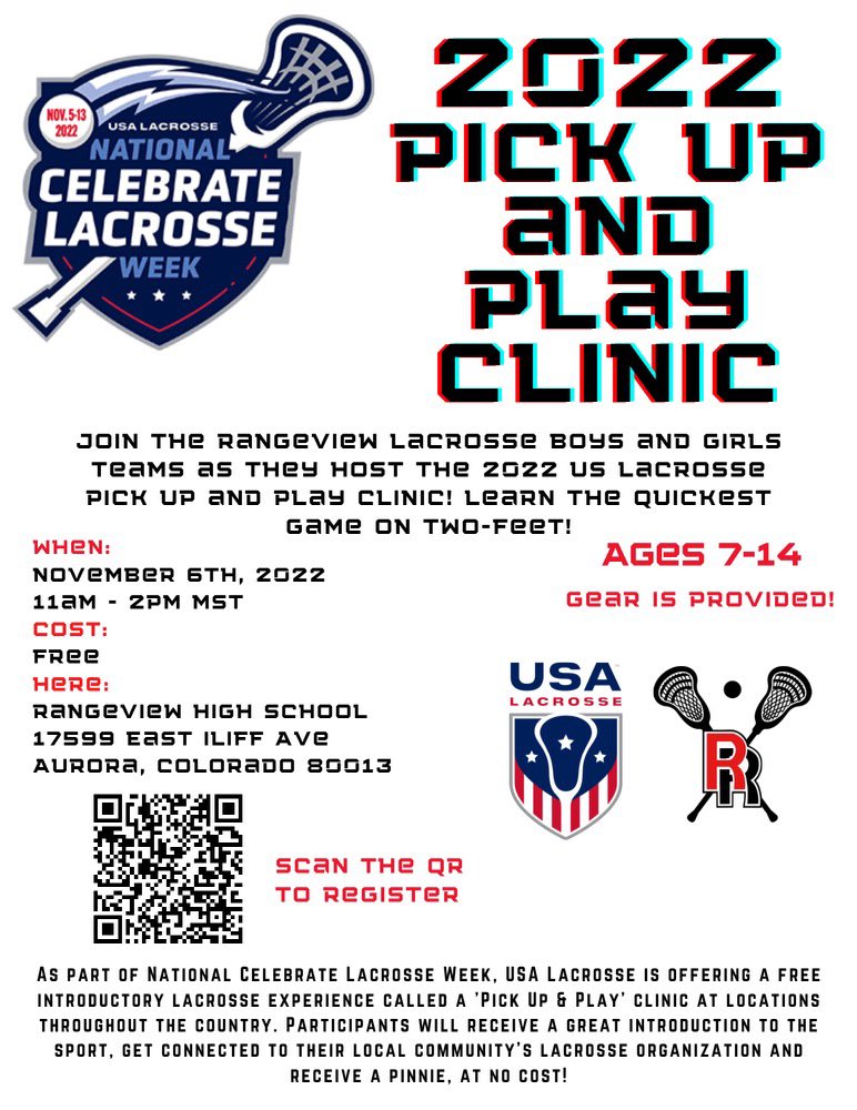 Upstate_Coach's tweet photo. Will you be attending Rangeview or Vista Peak HS after middle school?? Take advantage of a FREE lacrosse clinic!!! https://t.co/dnmicrCmZx