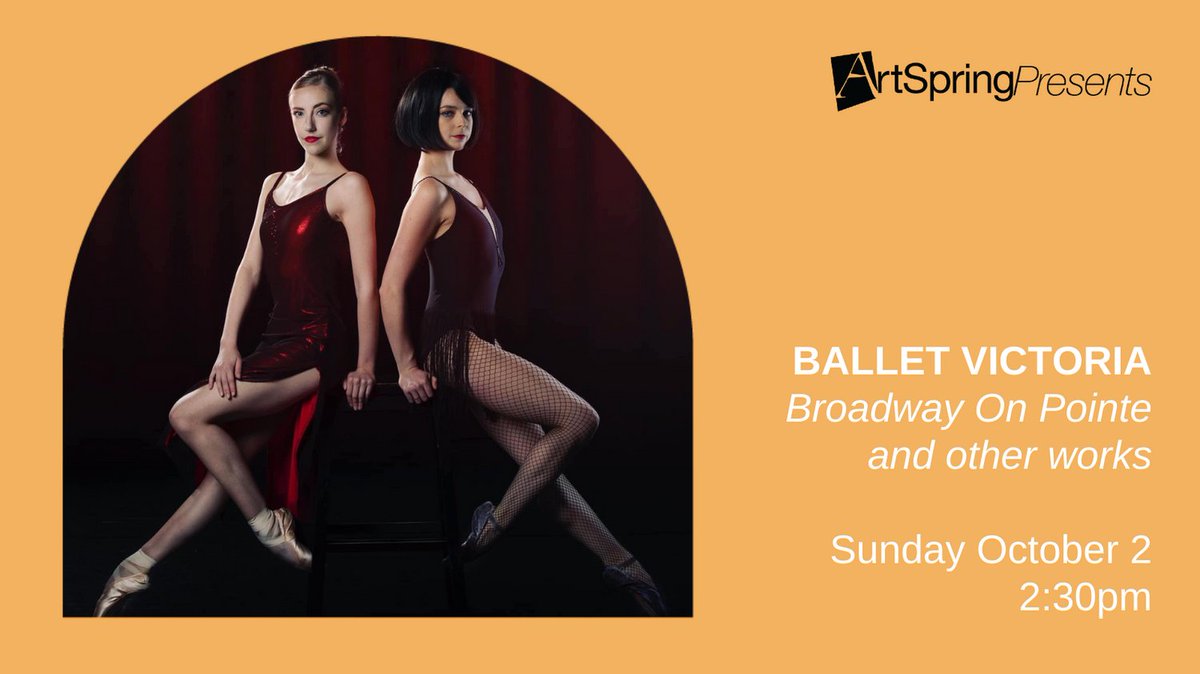 ArtSpring (@artspring01) on Twitter photo Just four days until the start of our 2022-2023 season with the exhilarating new show from <a href="/BalletVictoria/">Ballet Victoria BC</a>
'Le Banc', 'Is This The Real Life', and 'Broadway on Pointe' - all danced to perfection.
Sun Oct 2 | 2:30pm
$30 | $5
tickets.artspring.ca | 250.537.2102 Just four days until the start of our 2022-2023 season with the exhilarating new show from <a href="/BalletVictoria/">Ballet Victoria BC</a>
'Le Banc', 'Is This The Real Life', and 'Broadway on Pointe' - all danced to perfection.
Sun Oct 2 | 2:30pm
$30 | $5
tickets.artspring.ca | 250.537.2102