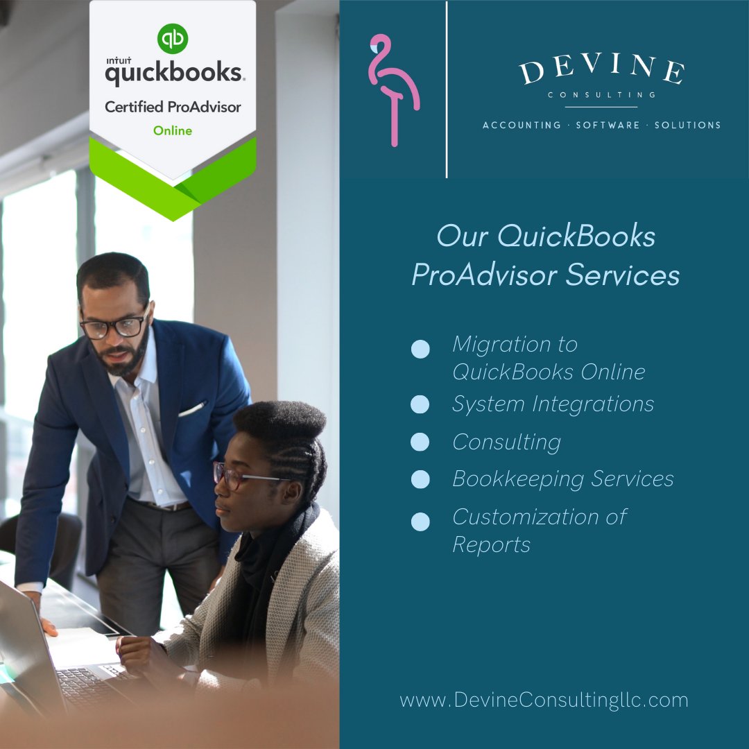 Devine_Consult's tweet photo. Busy business owners want to stay on top of their financials, but don't have the time to do it themselves. We manage your accounting so that you have more time to grow your business. Achieving the QuickBooks ProAdvisor certification identifies us as experts. https://t.co/greAy8FOJN