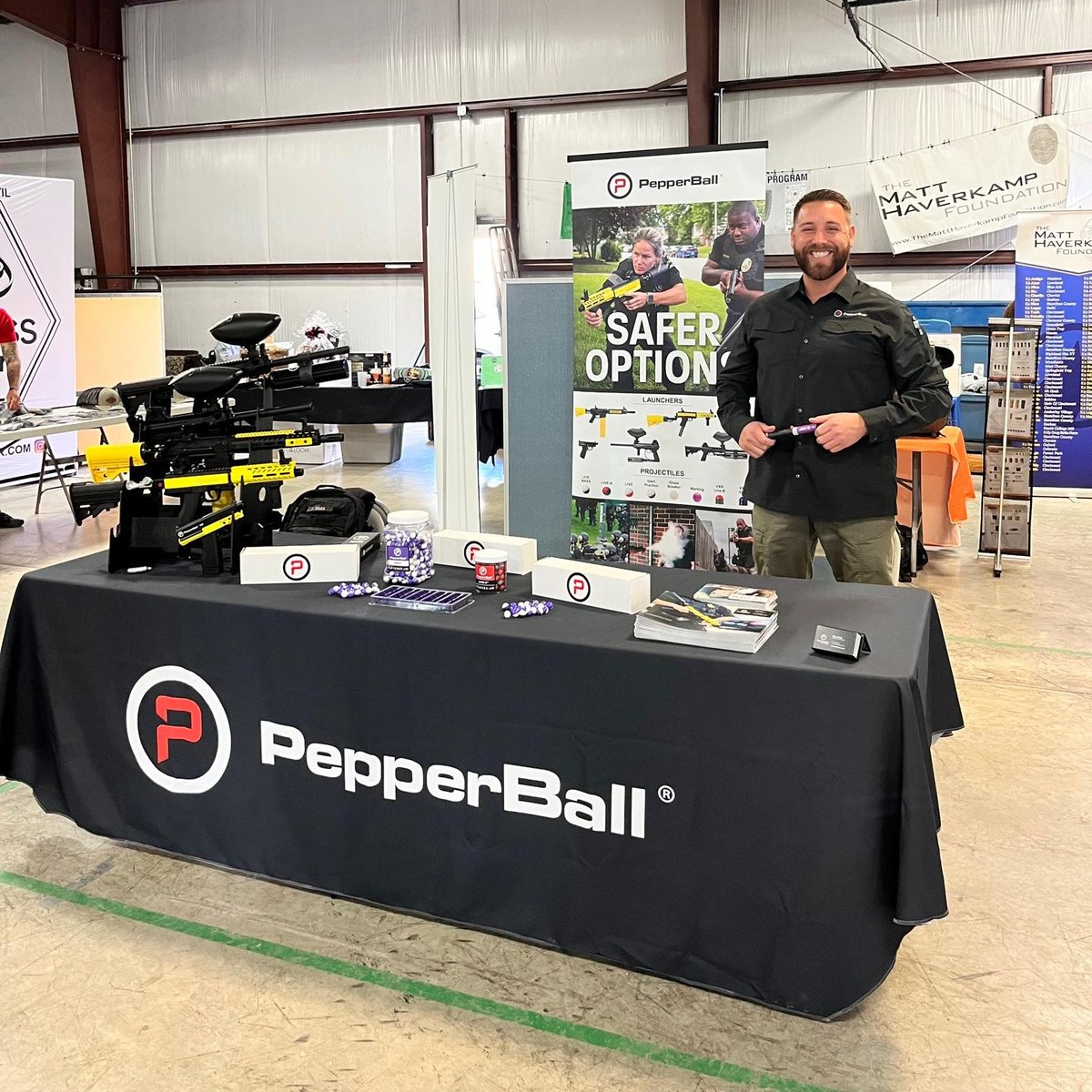 RealPepperBall's tweet photo. PepperBall Regional Sales Manager, Cory, showcasing product today at the 2022 Tactical K9 Association Conference in Indiana. This association provides training to the #military and #police regarding K9 procedures, operations, and tactics. #saferoptions #pepperball #nonlethal #k9 https://t.co/MkV2wJjLsL