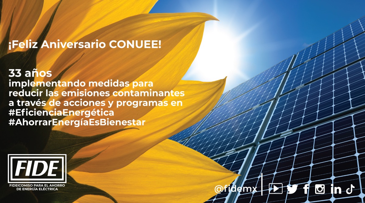 ¡Feliz  Aniversario <a href="/CONUEE_mx/">CONUEE_mx</a> ! 33 años implementando medidas para reducir las emisiones contaminantes a través de acciones y programas en #EficienciaEnergética. @odebconuee 
#AhorrarEnergíaEsBienestar
