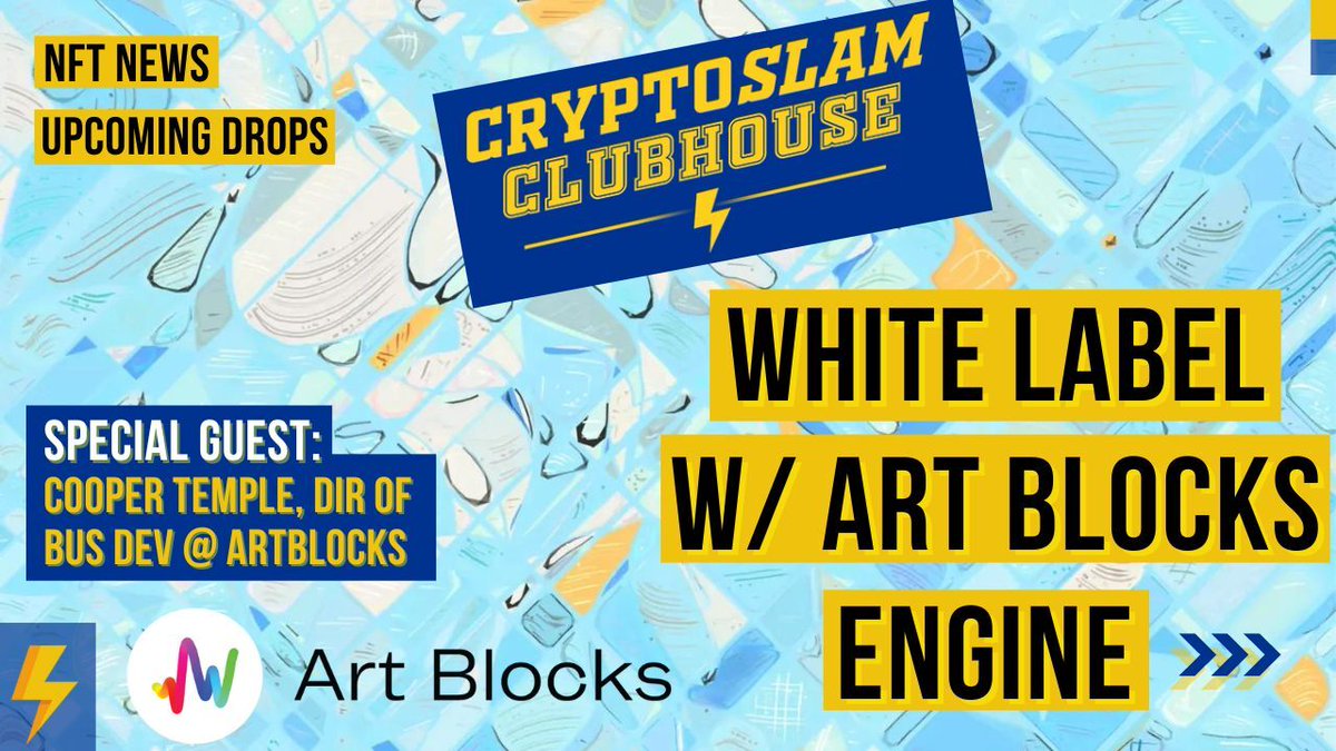 cryptoslamio's tweet photo. What is Art Blocks Engine, and why is generative Art 🎨 not slowing down even in a bear market? 🤷

We talk to Cooper Temple @artblocks_io about their latest innovation and white label solution. 

Full episode here:
https://t.co/rqVm1ustuK https://t.co/PLCShw0YZK