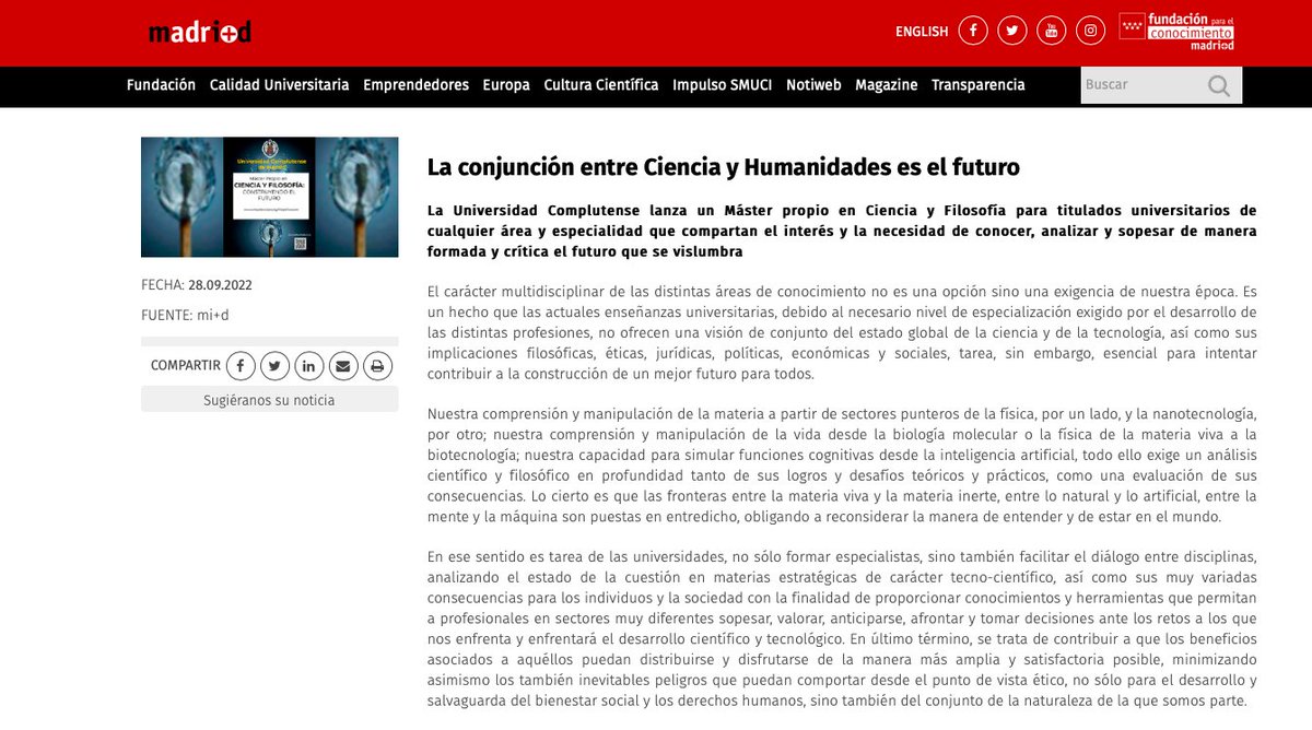 La conjunción entre Ciencia y Humanidades es el futuro madrimasd.org/notiweb/analis…
