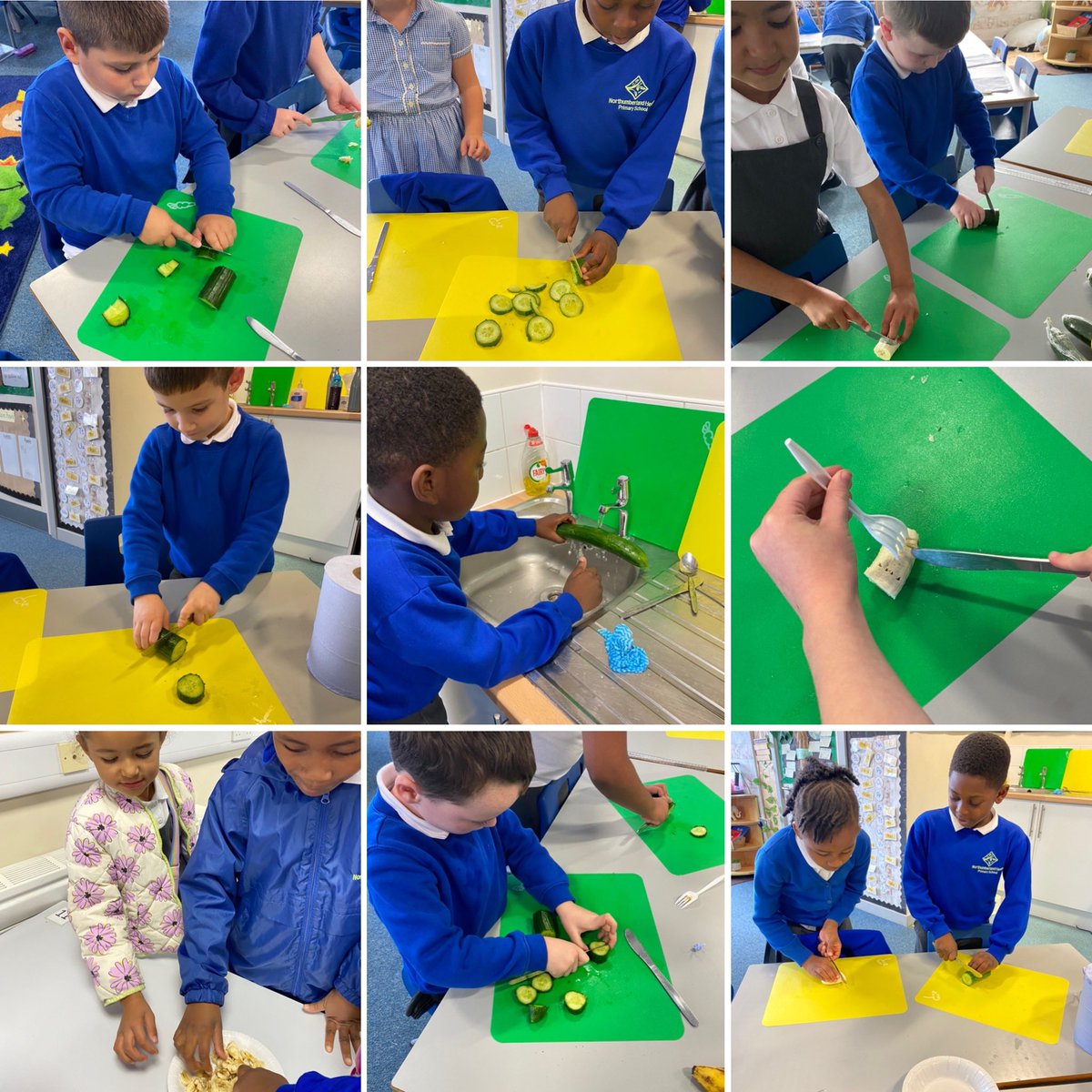 nhpyr2's tweet photo. Year 2 have been learning about healthy eating and food preparation 🍎🍌🍐🥒 This afternoon we practised our cutting and slicing skills, remembering good hygiene and safely using kitchen utensils. We ended with a yummy snack! 😋 https://t.co/lxB72MnD9z