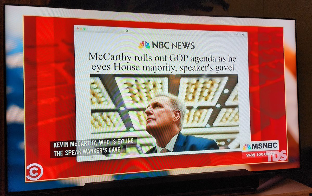 I just had to rewind and get a screen-grab of this! Thanks <a href="/TheDailyShow/">The Daily Show</a> 's (or maybe <a href="/DIRECTV/">DIRECTV</a> closed captioning) for letting us know @GOPLeader Kevin McCarthy's TRUE intentions...eyeing the Speak wankers gavel! This had us on the floor with laughter. #closedcaptionfail