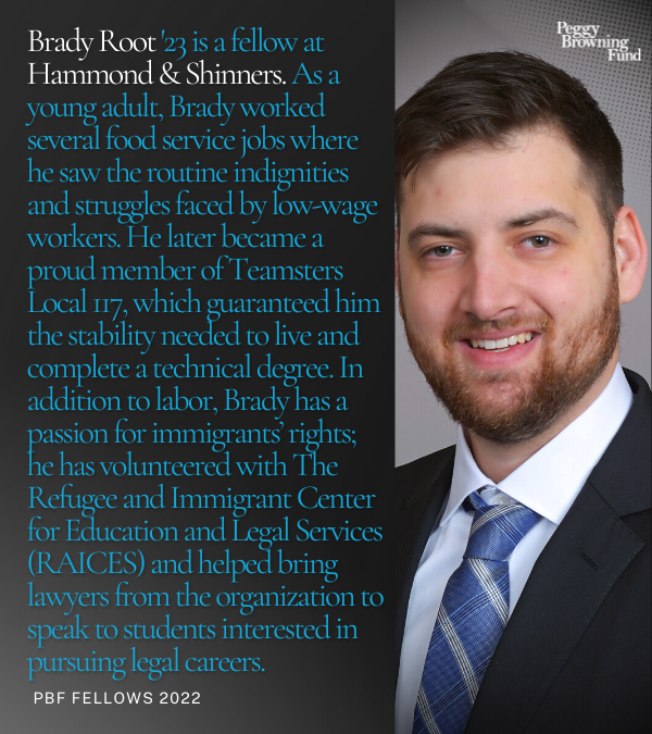 PeggyBFund's tweet photo. This year's PBF Fellow from @SLULAW spent several years working in the food service industry before pursuing his J.D. to advocate on behalf of workers. He brought his first-hand experience to a fellowship with  Hammond &amp; Shinners. We can't wait to see what he'll do next! https://t.co/EP4V98eVgy