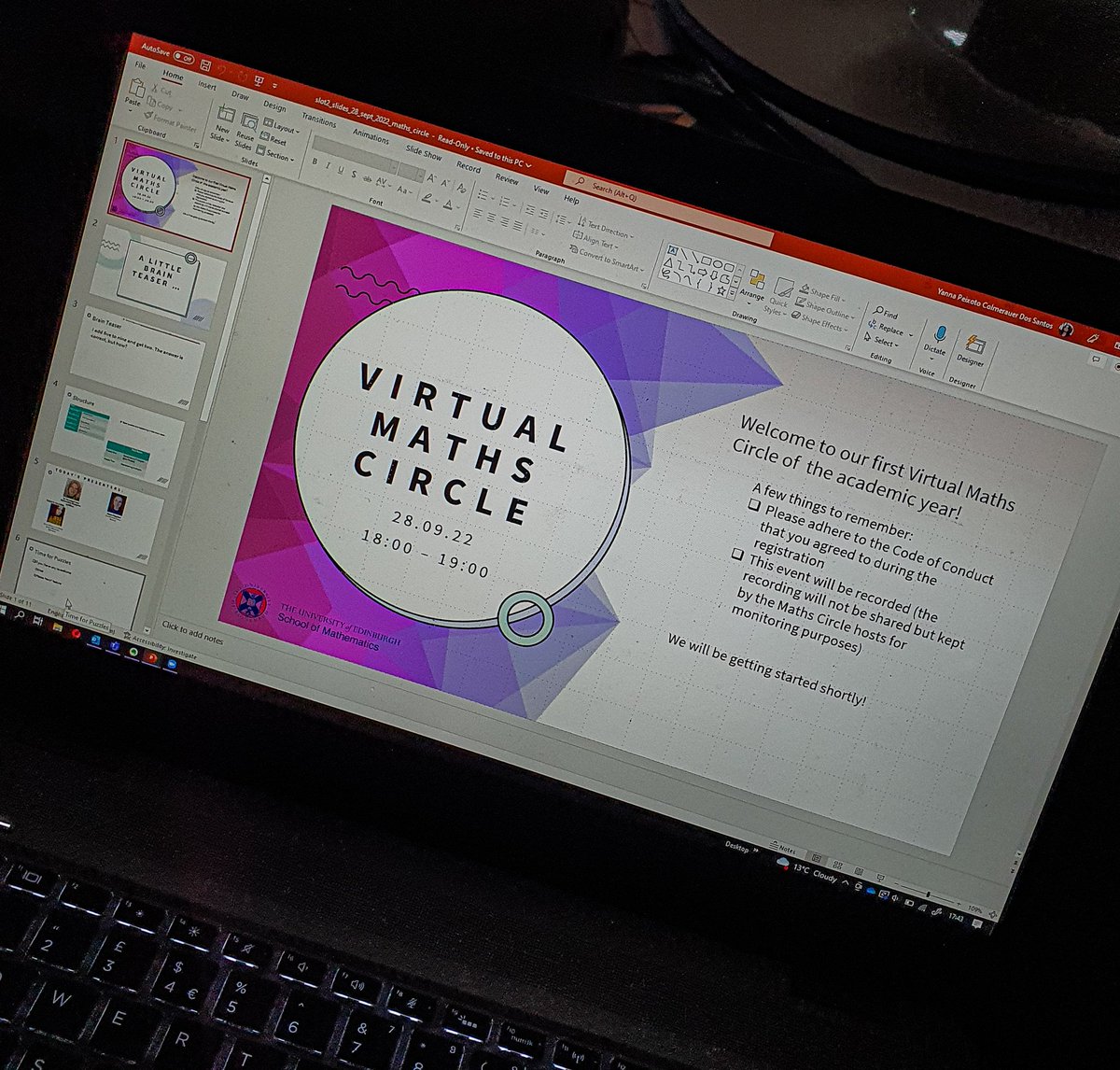 MissColmerauer's tweet photo. Loads of fun hosting the @EdinUniMaths Virtual Maths Circles! From garlic growing to number sequences in art, to constructing triangles and clockwork games, it's been a great run! 
#MathsCircle #MathsWeekScotland @mathsweekscot #CelebrateMaths
#MathematicsEducation https://t.co/ZQds4eY4uM