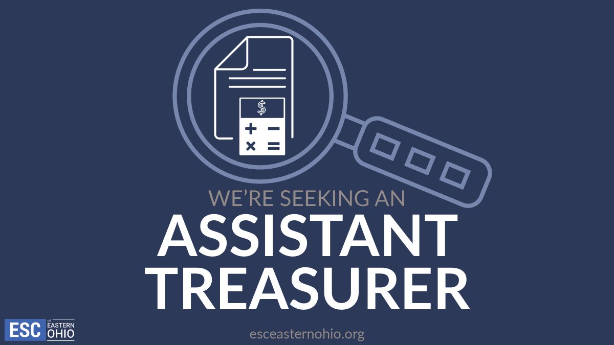 esceasternohio's tweet photo. The ESC of Eastern Ohio has an opening for an Assistant Treasurer!

For additional information and application instructions relating to this position, please visit: https://t.co/fqAzDBOAeI https://t.co/PK2uFPSq32