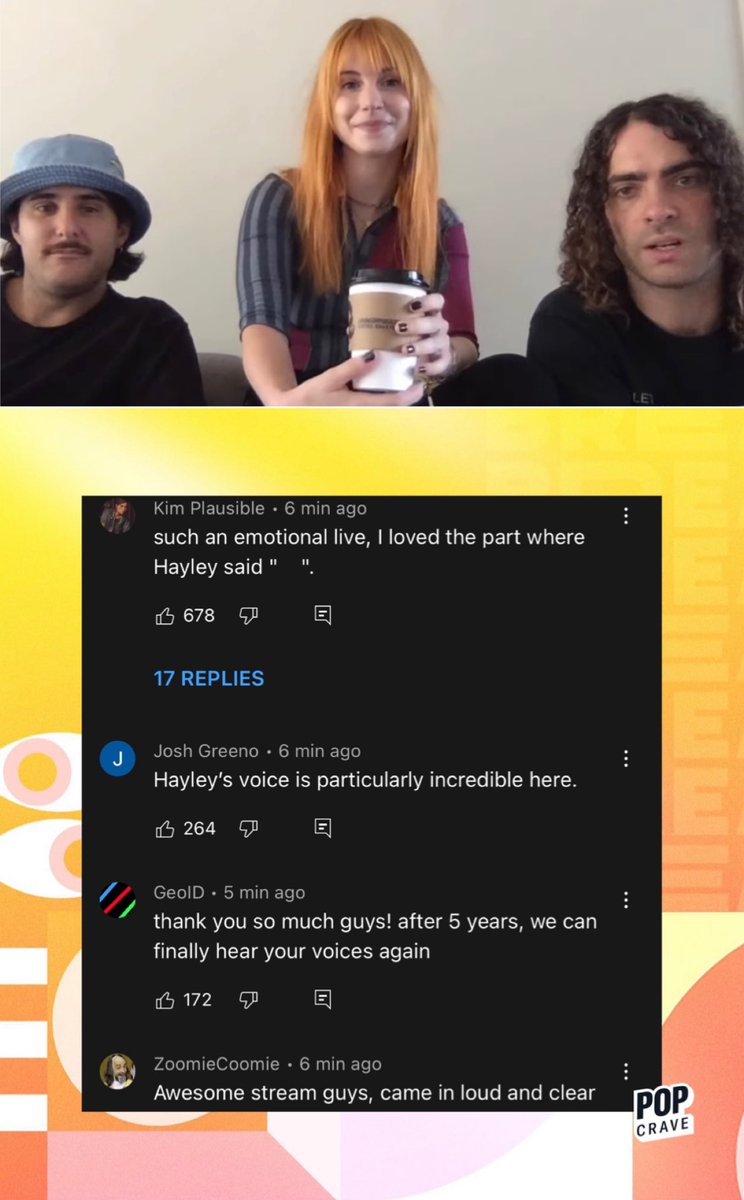 PopCrave's tweet photo. Paramore unknowingly live-streamed their entire “This Is Why” music video premiere on YouTube without any audio. https://t.co/NSas2YcYAx