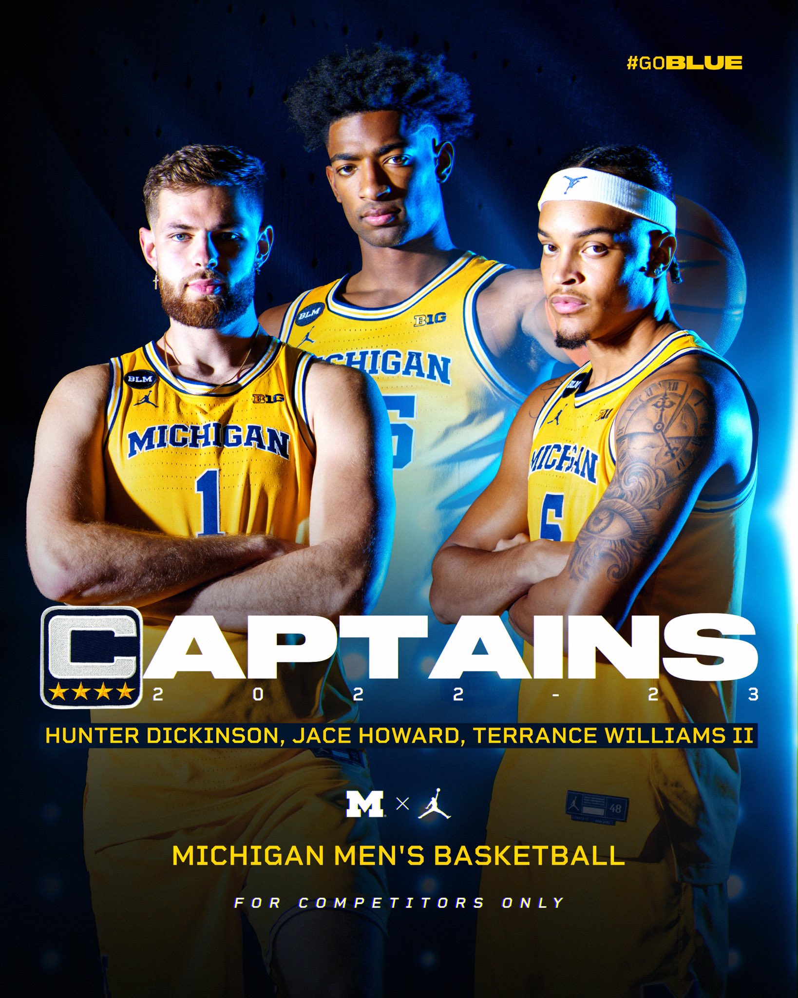 Michigan Men's Basketball on X: Your 2022-23 Michigan Basketball Captains:  1️⃣: Hunter Dickinson 2️⃣5️⃣: Jace Howard 5️⃣: Terrance Williams II 〽️🏀, #GoBlue