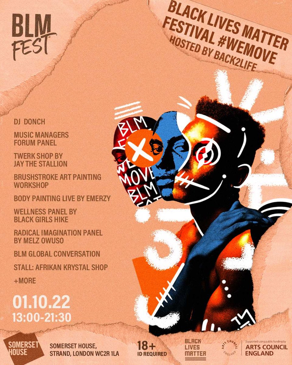 BlmFest's tweet photo. An immersive celebration of Black contribution and the many stories it tells.
BLMFEST presents 
Black lives Matter Festival  #wemove 
Tickets Available now !
https://t.co/UcehoGzG2y🖤💫✊🏾 https://t.co/Oxx2B5i8VC