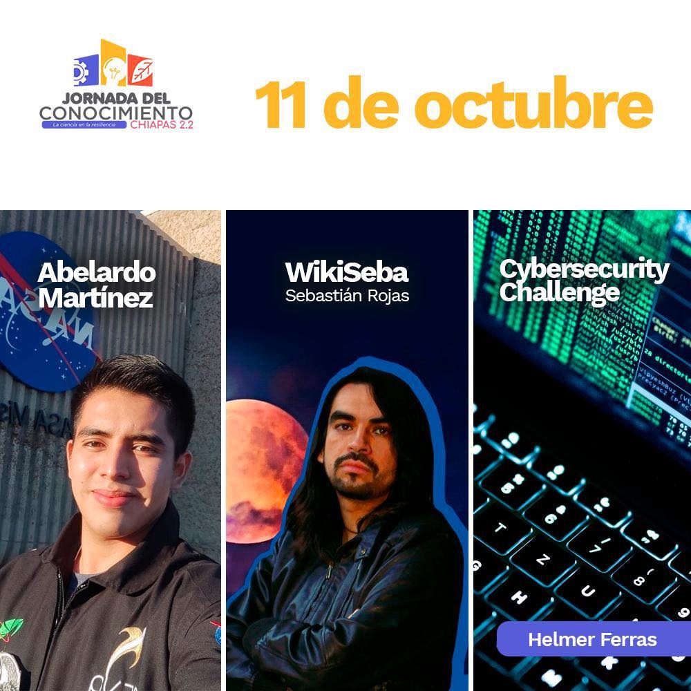 Atento a los de #Chiapas! nos vemos el 11 de Octubre en la #JornadaDelConocimiento #Chiapas22 que es del 10 al 14. El catálogo completo lo encuentran en  icti.chiapas.gob.mx/jornada/#portf… @icti_chiapas