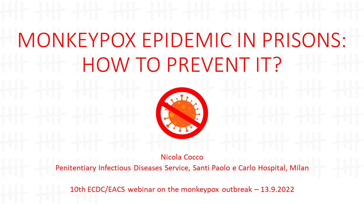 RISE-Vac (@risevac) on Twitter photo ๐ช๐บ We recently attended the highly informative 10th ECDC/EACS webinar on the Monkeypox virus (MPVX)
๐Our partners from <a href="/ASST_PaoloCarlo/">ASST Santi Paolo e Carlo</a> presented on the potential risk of MPVX outbreaks in prisons and the current vaccination campaign pilot in the San Vittore Prison in Milan. ๐ช๐บ We recently attended the highly informative 10th ECDC/EACS webinar on the Monkeypox virus (MPVX)
๐Our partners from <a href="/ASST_PaoloCarlo/">ASST Santi Paolo e Carlo</a> presented on the potential risk of MPVX outbreaks in prisons and the current vaccination campaign pilot in the San Vittore Prison in Milan.