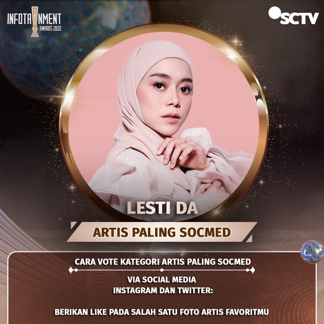 Yuk, dukung Lesti DA untuk membawa pulang piala "Artis Paling Socmed" dengan cara follow SCTV dan like foto ini, ya! 

#InfotainmentAwards2022  #SCTVSpesial